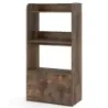Bookcase cu sertar Stand raft cu 2 compartimente Raft de birou din lemn 55 x 29 x 105 cm Rustic Brown