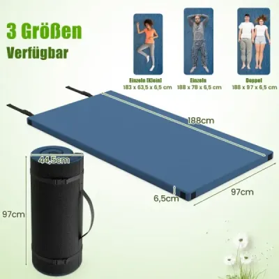 Spumă de memorie Saltea de camping retractabil mat cu strat impermeabil 188 x 97 x 6,5 cm albastru