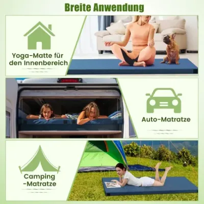 Spumă de memorie Saltea de camping retractabil mat cu strat impermeabil 188 x 97 x 6,5 cm albastru