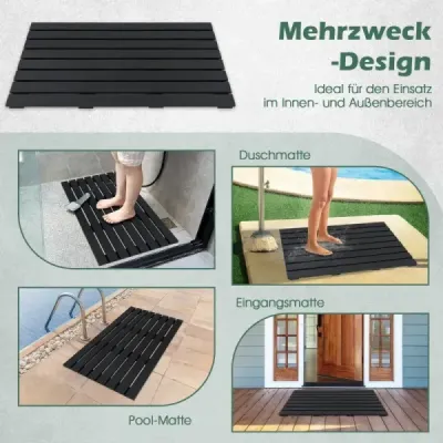 Element podea pentru duș solar placă podea WPC pentru duș grădină 100 x 60 x 2,5 cm Negru