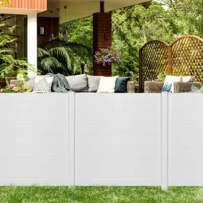 2 TG. Gard de gradina cu capace de protectie si postare 124 cm gard de protectie din PVC inalt