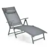 Sun lounger cu tetiera 7 spătare reglabile Gri