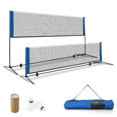 Badminton net cu stand cu minge de arc net reglabil cu 2 bile de arc & sac de transport 310 x 102 x 89 