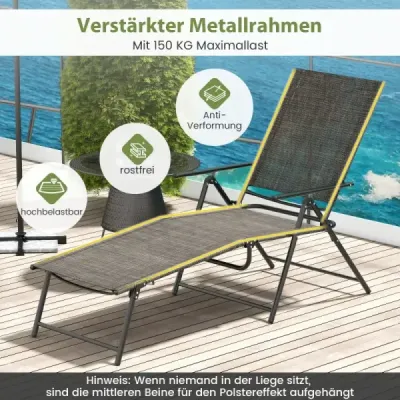 2 a stabilit lounger soare canapea de grădină pliabil cu backrest reglabil maro