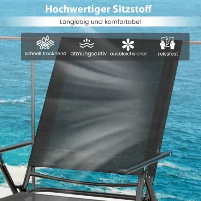 2 a stabilit lounger soare canapea de grădină pliabil cu backrest reglabil negru