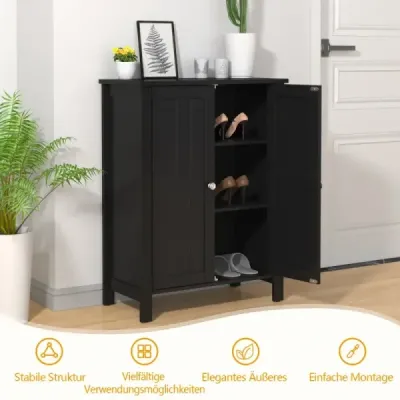 Cabinet baie Sideboard Negru cu uşă dublă & raft reglabil