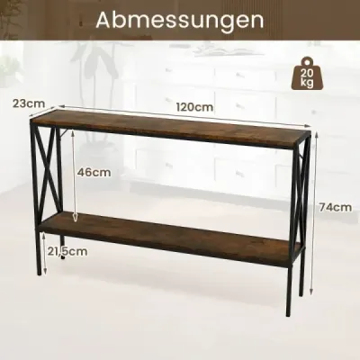 120 cm masa consola masa de intrare masa canapea ingusta cu cadru metalic geometric