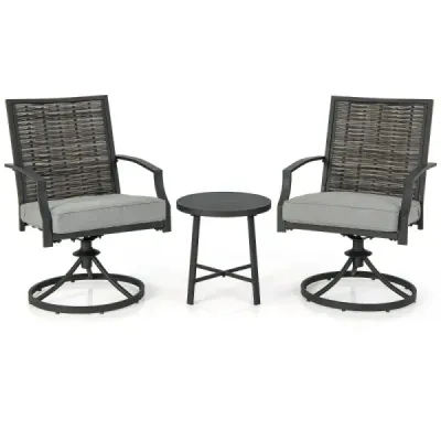 Set mobilier terasa 3 parti cu masuta de cafea si perna scaunului moale si cadru metalic robust