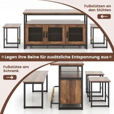 4 dining parţial setat masă cu 2 scaune & bancă & depozitare industrial dining grup dulap bucătărie