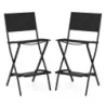 2 Setați în aer liber Bar Stool Scaune pliabile bar cu backrest și Footrest negru