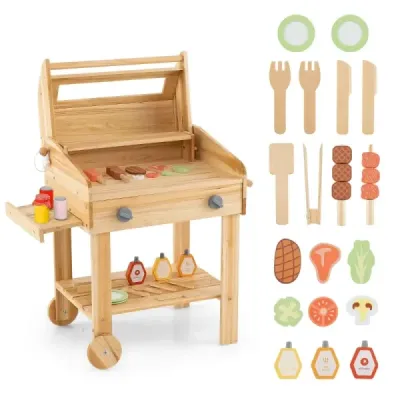 Jucărie pentru copii Grătar Set cu alimente de jucărie & unelte de grătar și accesorii Bucătărie Set
