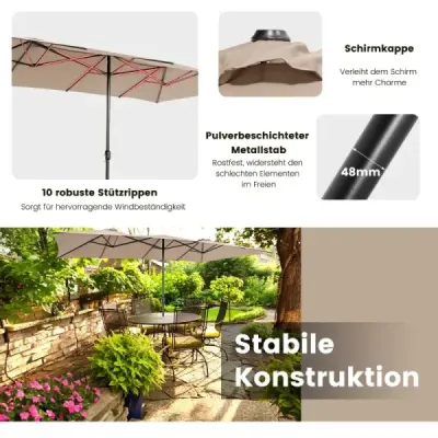 Umbrela dublă de soare 426 x 265 cm Umbrela dreptunghiulară Protecţie UV maro
