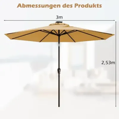 LED Iluminat Umbrella Solar Powered Garden Screen Crank bej ø 3M