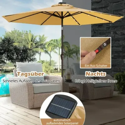 LED Iluminat Umbrella Solar Powered Garden Screen Crank bej ø 3M