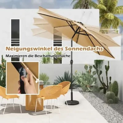 LED Iluminat Umbrella Solar Powered Garden Screen Crank bej ø 3M