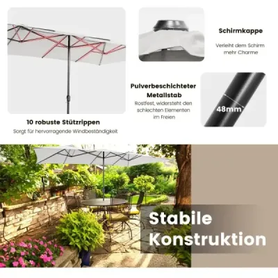 Umbrela dublă de soare 426 x 265 cm Umbrela dreptunghiulară Protecţie UV Bej