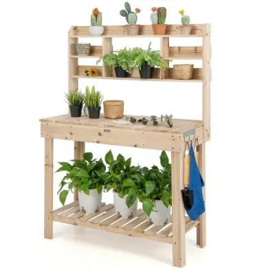 153cm Bench mare de lucru Masa de gradinarit Masa de plantare din lemn pentru terasa Gradina cu efect de seră 150 kg Capacitate de încărcare