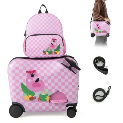 2pcs pentru copii + Backpack 12"+18" Carucior pentru copii cu role si inveliş rezistent la apa Flamingo