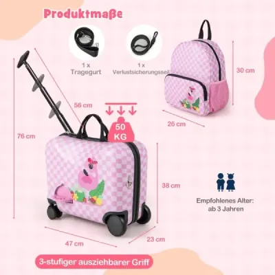 2pcs pentru copii + Backpack 12"+18" Carucior pentru copii cu role si inveliş rezistent la apa Flamingo