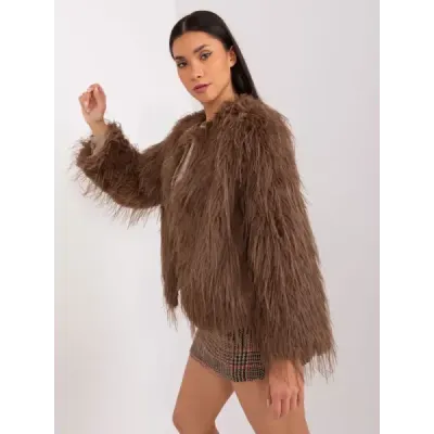 haină de blană pe căptușeală maro (2359)