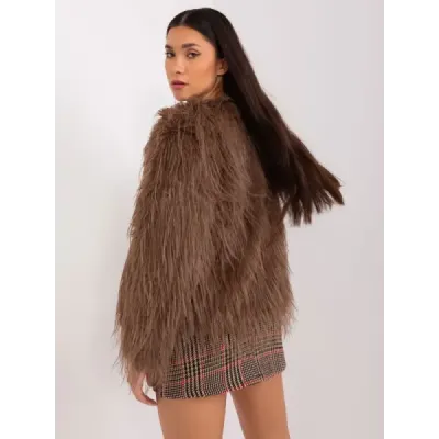 haină de blană pe căptușeală maro (2359)