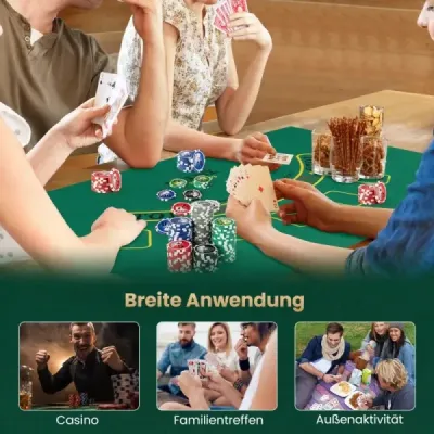 Pokerset cu 300 laser Chips & Poker Case & 2 Carduri & 2 Keys Poker Set complet