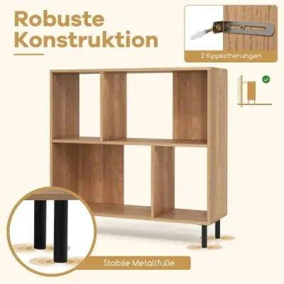 Lookcase cu 4 compartimente și picioare metalice Stand raft Stocare raft Natura