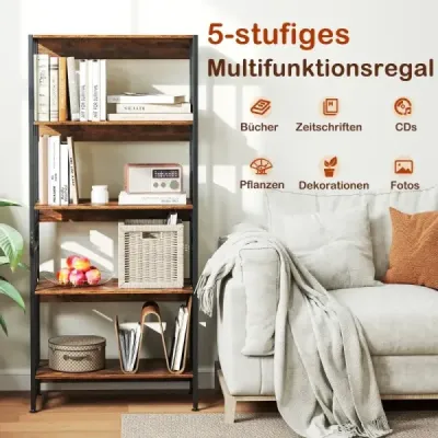 Bookcase cu 5 nivele în stil industrial Depozit rack Standregal Brown
