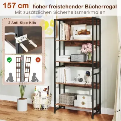 Bookcase cu 5 nivele în stil industrial Depozit rack Standregal Brown