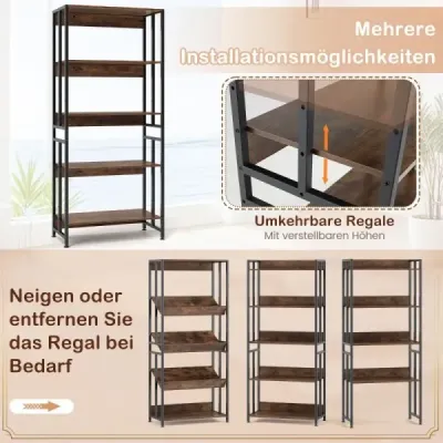 Bookcase cu 5 nivele în stil industrial Depozit rack Standregal Brown
