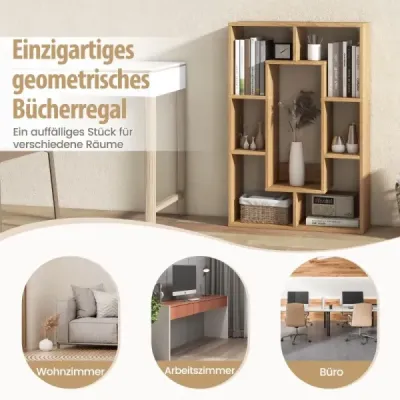 Librărie modernă cu 7 compartimente și protecție înclinată Geometrice Stand Raft deschis Natura