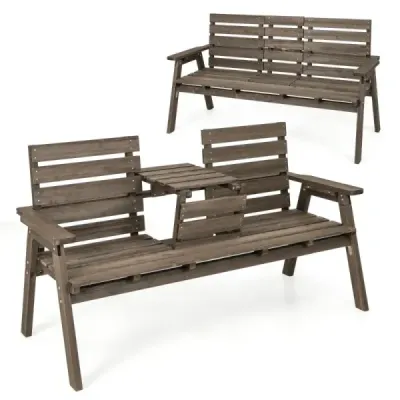 Banc de gradina cu masa mijlocie plianta & banc din lemn backrest capacitate de transport 320 kg Brown