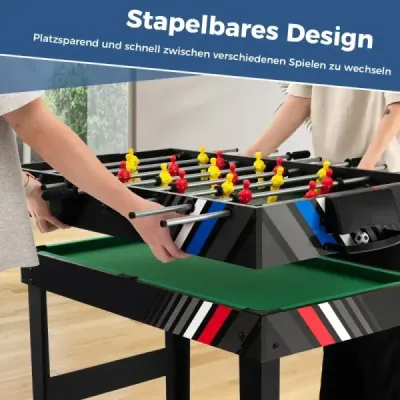 4 în 1 masă multi-play cu scaun de masă & Poolbillard & Airhockey & tenis de masă Set de jocuri Arcade