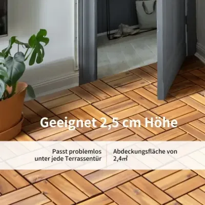 27 placi terase interblocare din lemn de salcâm pentru interior și exterior Karo model