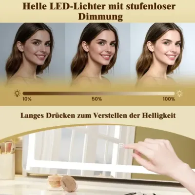 Oglindă de machiaj cu iluminat oglinda cosmetice mari cu 10X magnificare alb