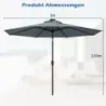 LED Iluminat Umbrella Solar Powered Garden Screen Crank Grey