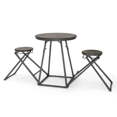Copy of Costway Bartisch mit Barhocker Set 2 Personen Bartisch Set klappbar 206,5 x 77,5 x 90 cm Rustikalbraun