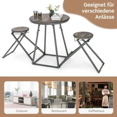 Copy of Costway Bartisch mit Barhocker Set 2 Personen Bartisch Set klappbar 206,5 x 77,5 x 90 cm Rustikalbraun