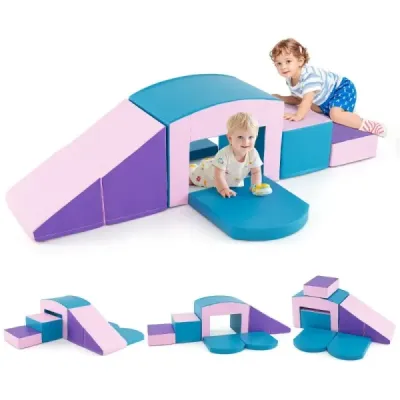 6 TG. Blocuri de constructii moi cu scari Tunne & rampa albastru + violet