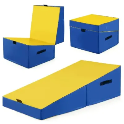 2 în 1 preş sală de gimnastică cu mâner bevel gimnastică mat pană în formă de podea moale mat galben