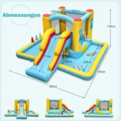 Castel gonflabil bouncy cu diapozitive & tunel & baschet baschet joc gigant castel