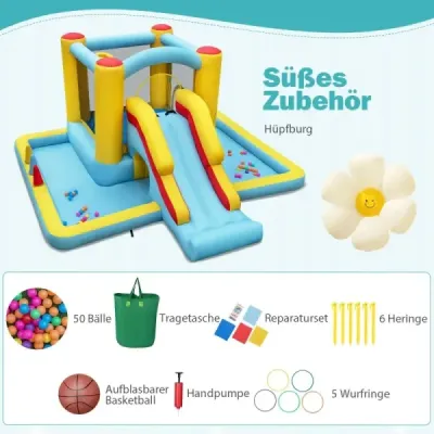 Castel gonflabil bouncy cu diapozitive & tunel & baschet baschet joc gigant castel