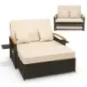3 in 1 gradina pat dublu Canapeaua de gradina Rattan cu 4 trepte backrest reglabil