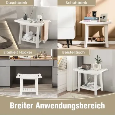 Banc duș scaun duș impermeabil cu scaun curbat 60.5 x 34 x 48 cm Alb