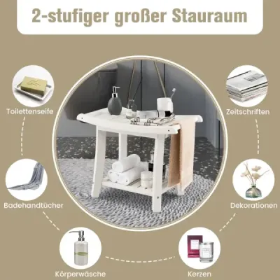 Banc duș scaun duș impermeabil cu scaun curbat 60.5 x 34 x 48 cm Alb