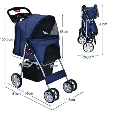 Animale de companie permise Buggy până la 15 kg 81 x 45 x 101 cm albastru închis