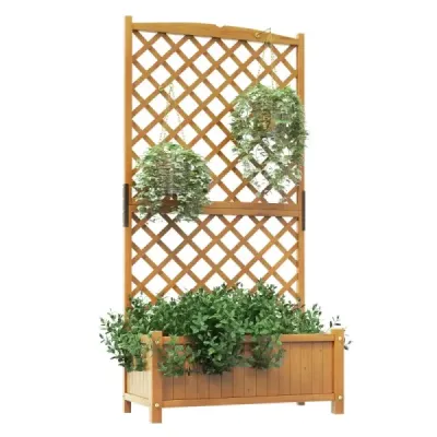 180 cm Pat mare de grădină cu plantator Spalier & găuri de drenaj Orange