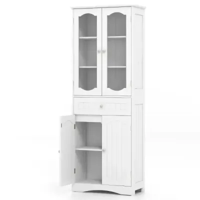Cabinet de baie cu 4 usi si sertar Alb 60 x 30 x 160 cm
