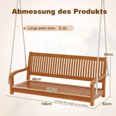 2-Sitzer balansoar banc de până la 360 kg Încarcabile verandă leagăn de lemn de salcâm