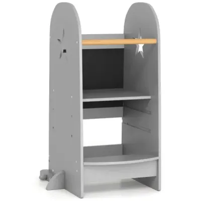 3 în 1 turn de învățare copii scaun pedala cu 3 înălțimi reglabile 90 kg Grey incarcat